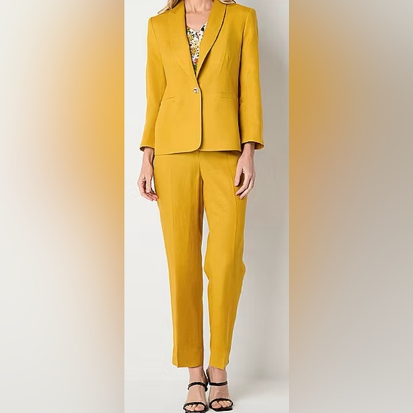 Black Label by Evan Picome Pants - Black Label by Evan-Picone Linen Womens Straight Fit Straight Suit Pants